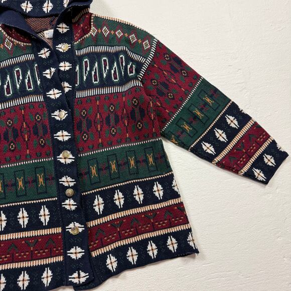 Vintage 80s Boundary Waters Hooded Cardigan Sweater, Size Medium - Picture 3 of 6